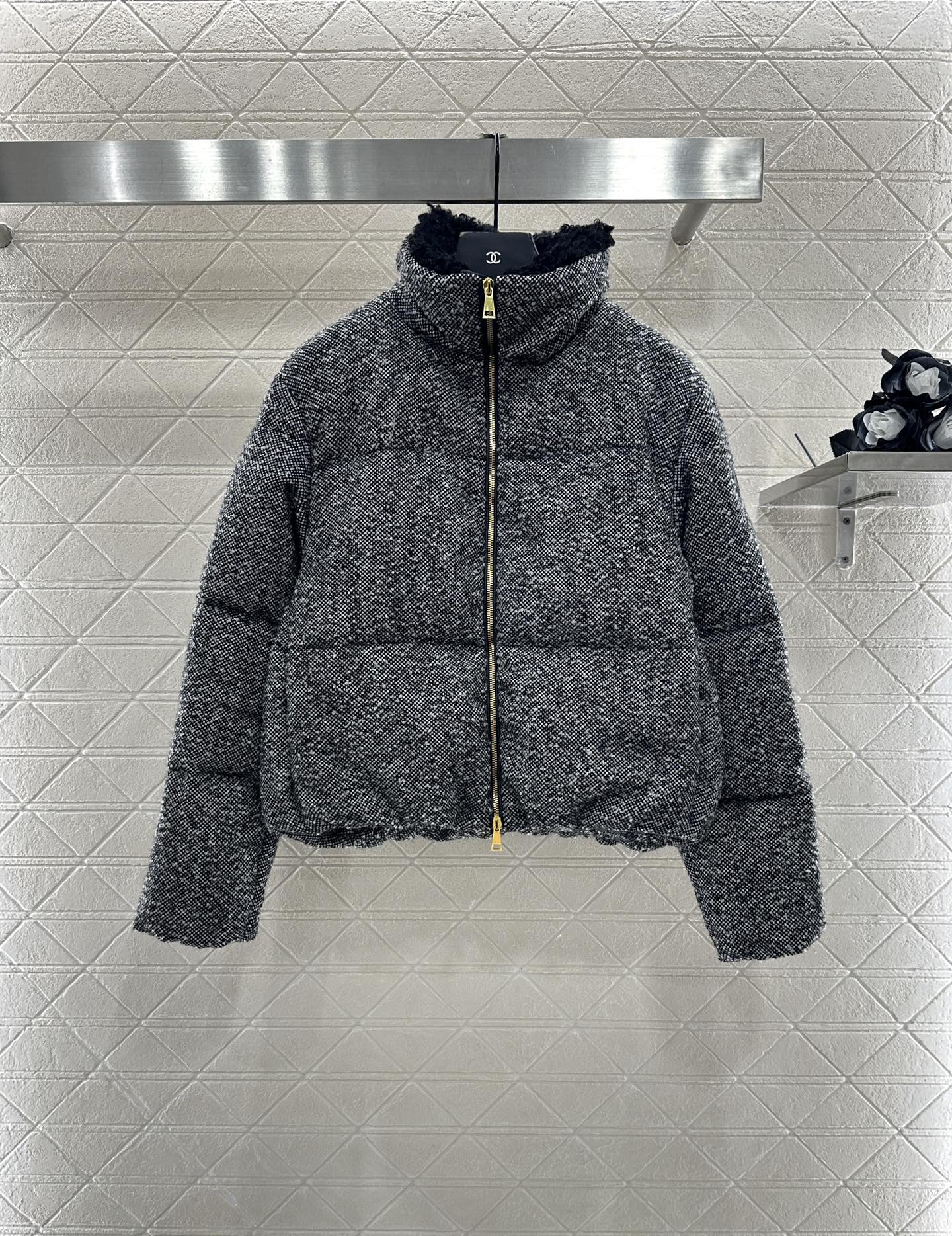 Mon 25 stand collar woolen down jacket