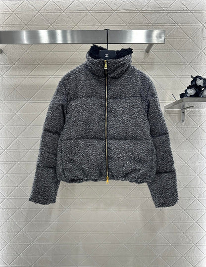 Mon 25 stand collar woolen down jacket