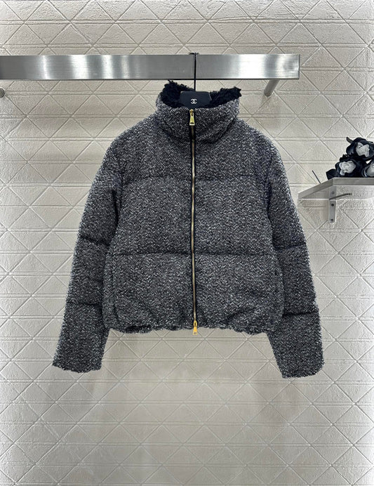 Mon 25 stand collar woolen down jacket