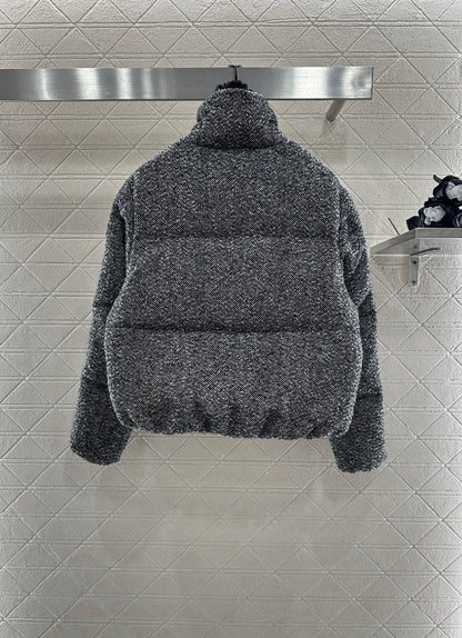 Mon 25 stand collar woolen down jacket