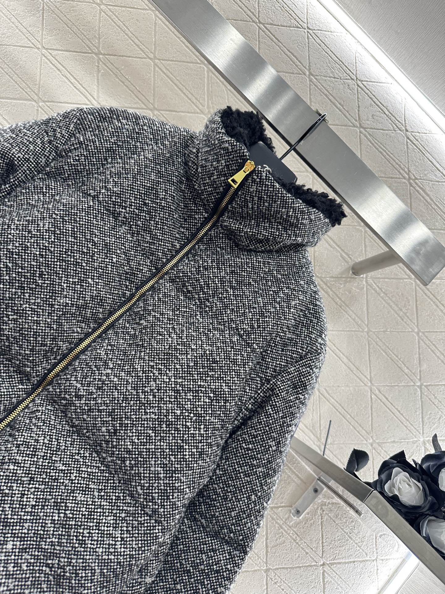 Mon 25 stand collar woolen down jacket