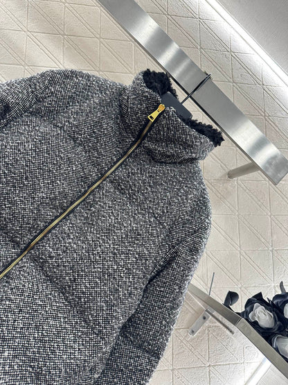 Mon 25 stand collar woolen down jacket