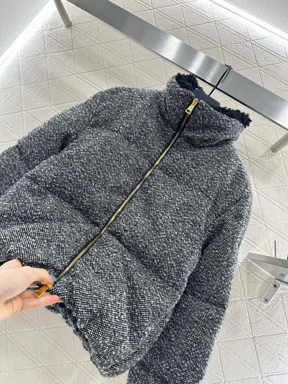 Mon 25 stand collar woolen down jacket