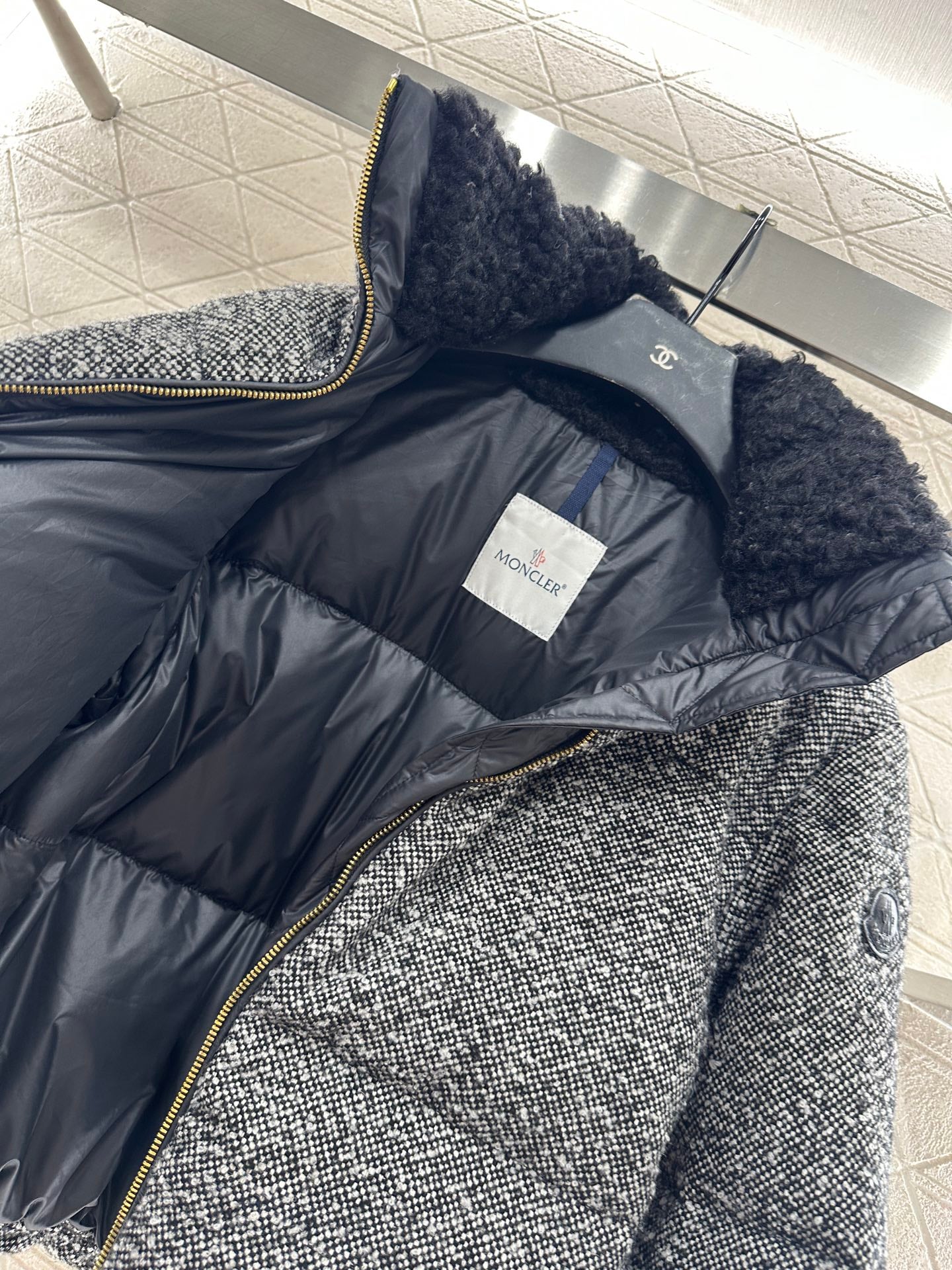 Mon 25 stand collar woolen down jacket