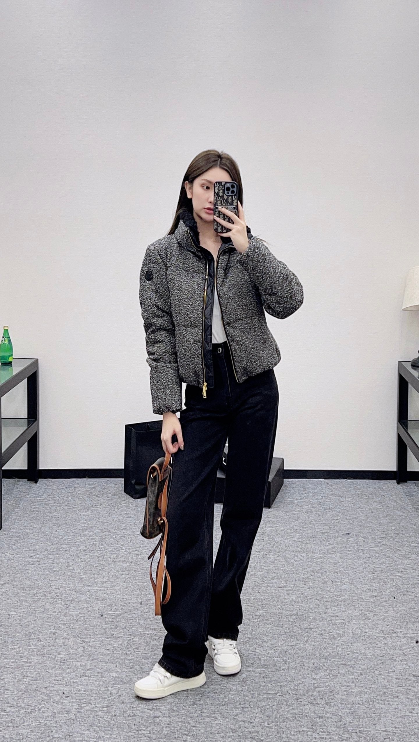 Mon 25 stand collar woolen down jacket