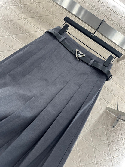 Pr 25 Belted midi pleated skirt