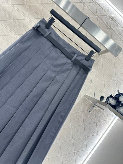 Pr 25 Belted midi pleated skirt