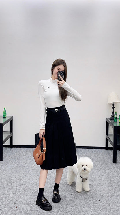 Pr 25 Belted midi pleated skirt