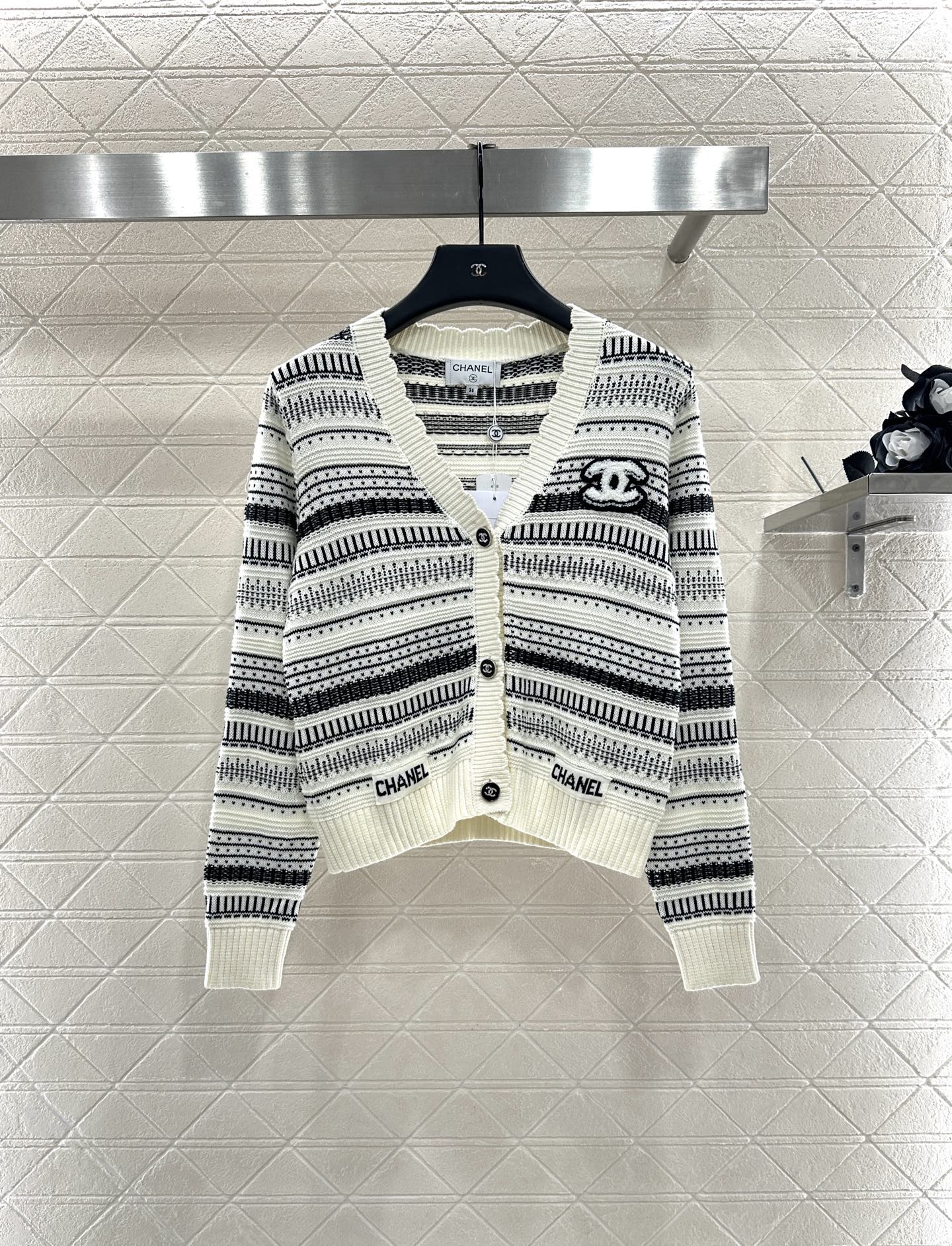 C 25 striped knitted wool cardigan