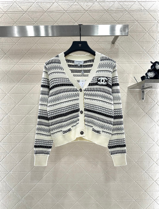 C 25 striped knitted wool cardigan