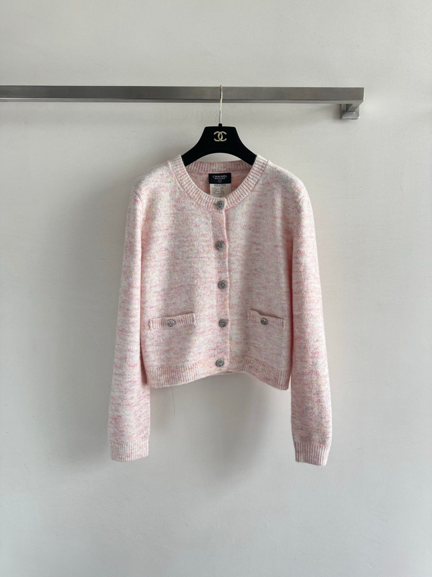 C 25 New Light Pink Knitted Cashmere Cardigan