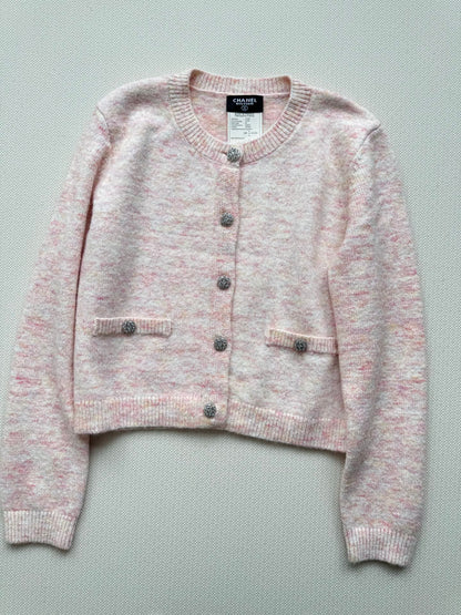 C 25 New Light Pink Knitted Cashmere Cardigan