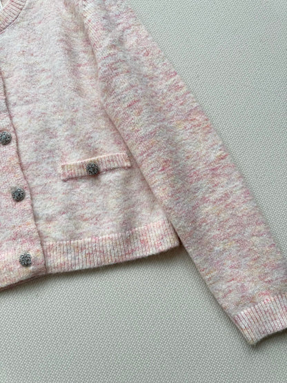 C 25 New Light Pink Knitted Cashmere Cardigan
