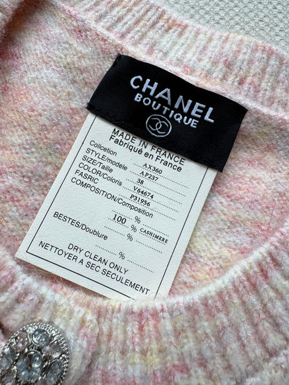C 25 New Light Pink Knitted Cashmere Cardigan