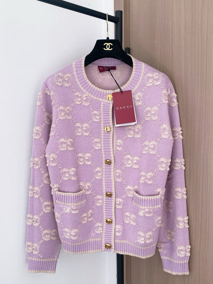 Gu 25 New knitted round neck wool cardigan