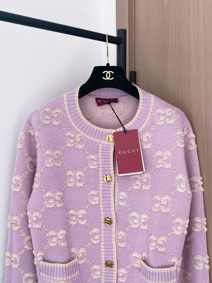 Gu 25 New knitted round neck wool cardigan