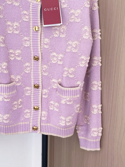 Gu 25 New knitted round neck wool cardigan