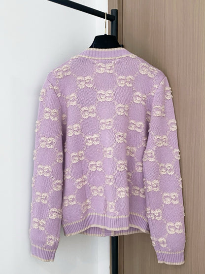 Gu 25 New knitted round neck wool cardigan