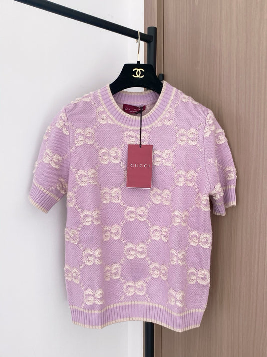 Gu 25 New knitted round neck wool short sleeves
