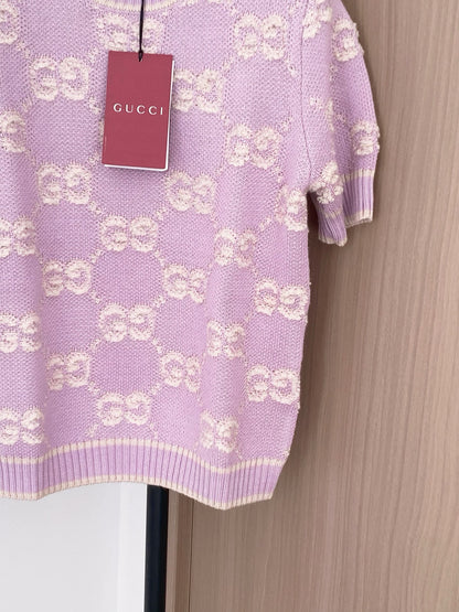 Gu 25 New knitted round neck wool short sleeves