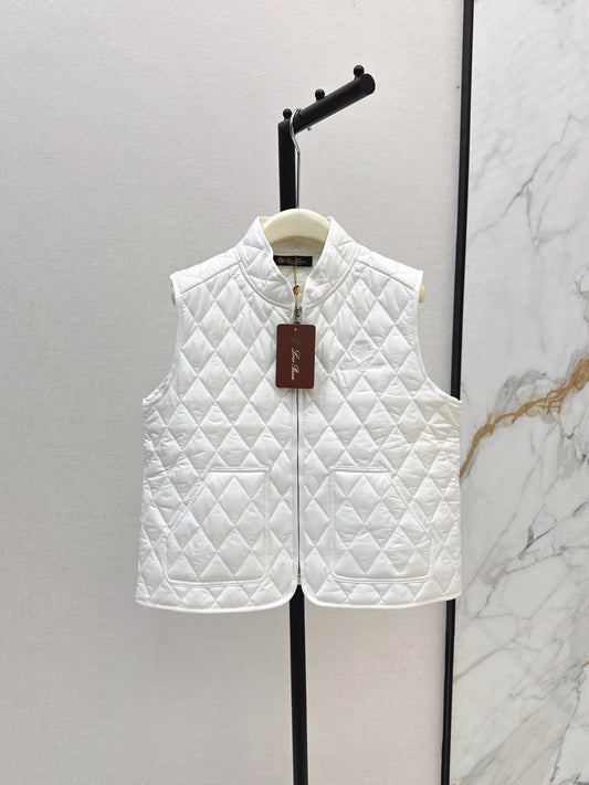 Mon 25 New style border stand collar quilted vest jacket(WHITE/KHAKI/BLACK)