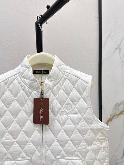 Mon 25 New style border stand collar quilted vest jacket(WHITE/KHAKI/BLACK)