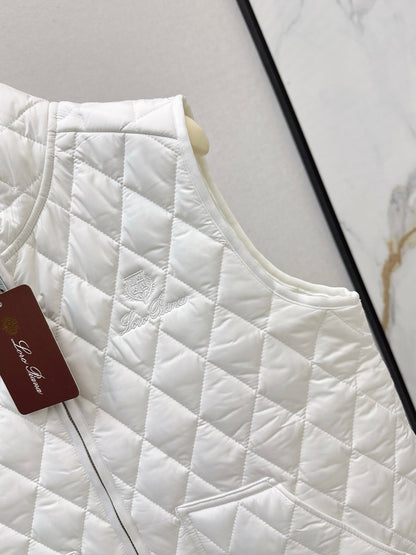 Mon 25 New style border stand collar quilted vest jacket(WHITE/KHAKI/BLACK)