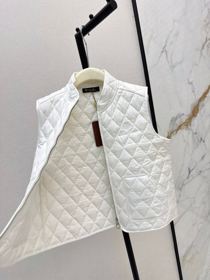 Mon 25 New style border stand collar quilted vest jacket(WHITE/KHAKI/BLACK)