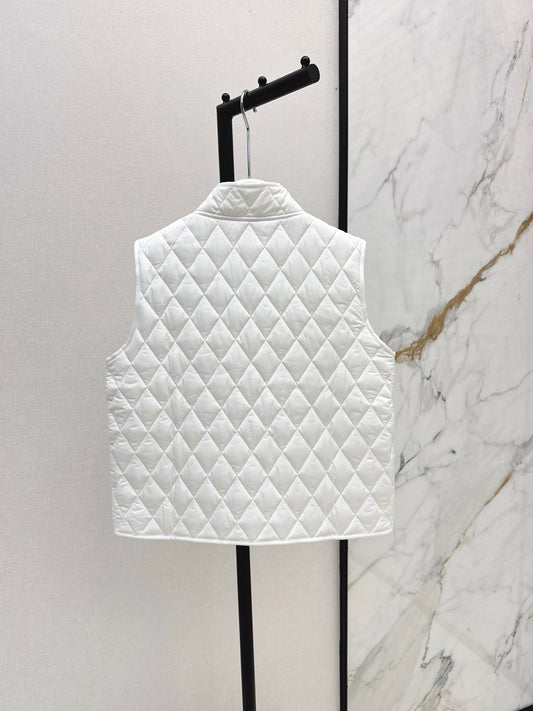 Mon 25 New style border stand collar quilted vest jacket(WHITE/KHAKI/BLACK)