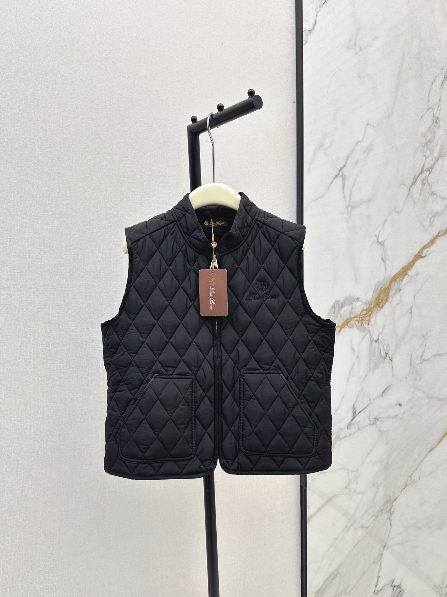 Mon 25 New style border stand collar quilted vest jacket(WHITE/KHAKI/BLACK)