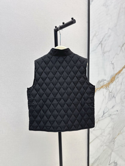 Mon 25 New style border stand collar quilted vest jacket(WHITE/KHAKI/BLACK)