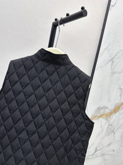 Mon 25 New style border stand collar quilted vest jacket(WHITE/KHAKI/BLACK)