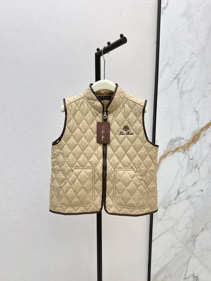 Mon 25 New style border stand collar quilted vest jacket(WHITE/KHAKI/BLACK)