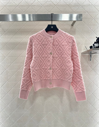 L 25 jacquard logo wool and cashmere cardigan