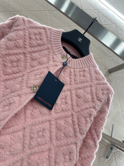 L 25 jacquard logo wool and cashmere cardigan