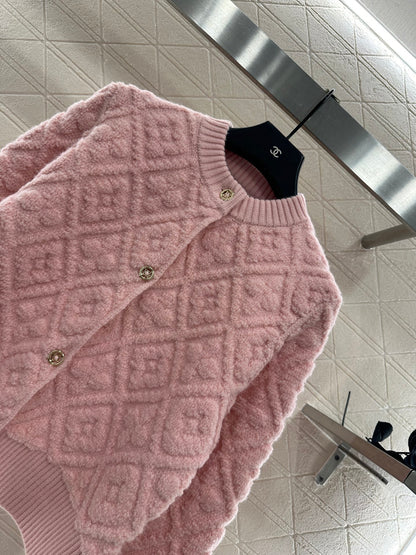 L 25 jacquard logo wool and cashmere cardigan