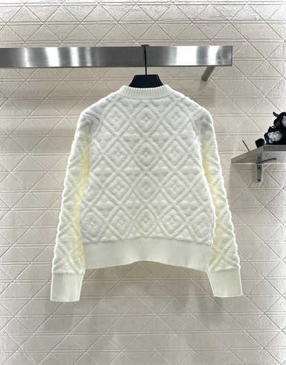 L 25 jacquard logo wool and cashmere cardigan