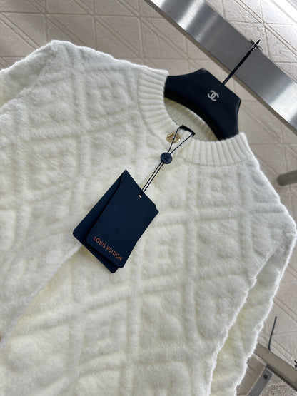 L 25 jacquard logo wool and cashmere cardigan