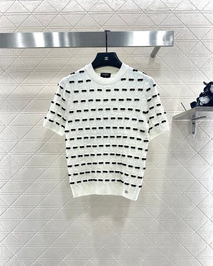 C 25 Bow Knitted Wool Short Sleeves