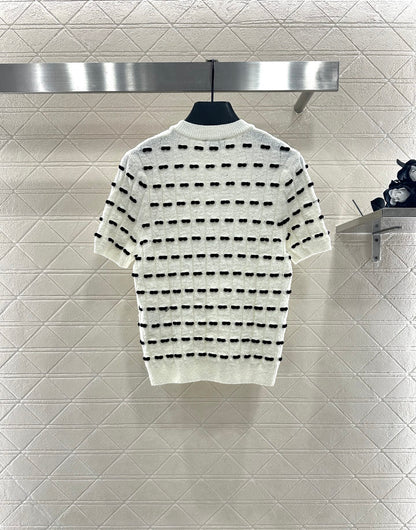 C 25 Bow Knitted Wool Short Sleeves