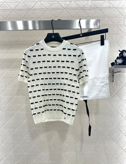C 25 Bow Knitted Wool Short Sleeves