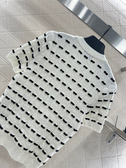 C 25 Bow Knitted Wool Short Sleeves