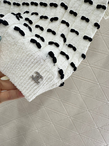 C 25 Bow Knitted Wool Short Sleeves