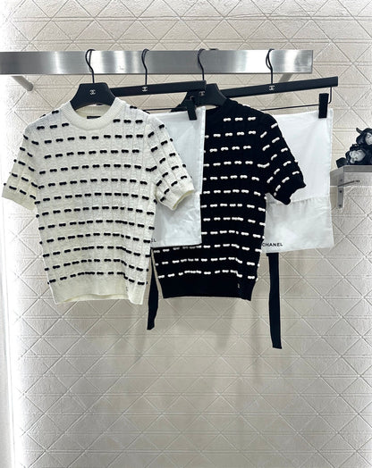 C 25 Bow Knitted Wool Short Sleeves