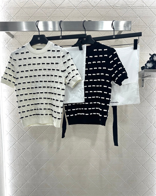 C 25 Bow Knitted Wool Short Sleeves