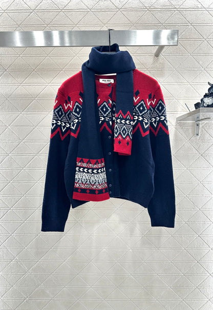 Mi 25 Scarf + Crochet Cardigan Two-Piece Set
