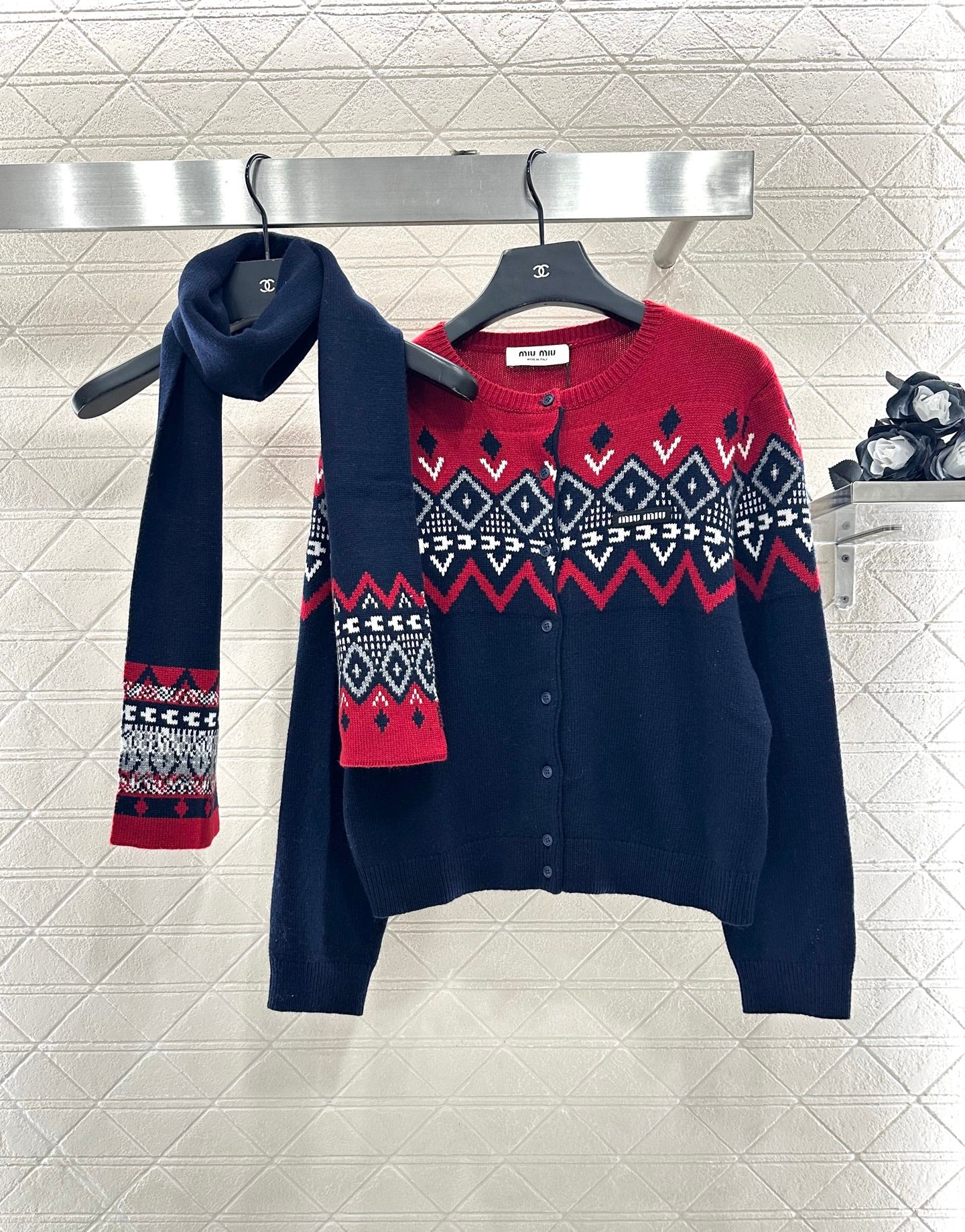 Mi 25 Scarf + Crochet Cardigan Two-Piece Set