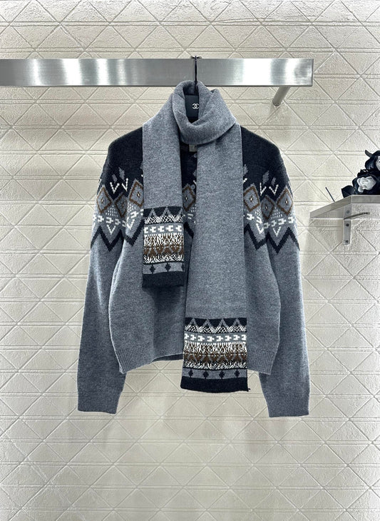 Mi 25 Scarf + Crochet Cardigan Two-Piece Set
