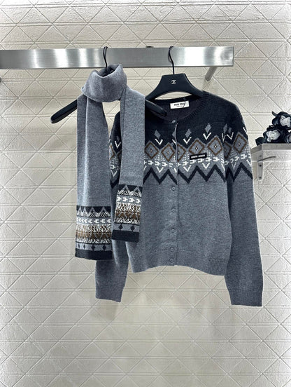 Mi 25 Scarf + Crochet Cardigan Two-Piece Set