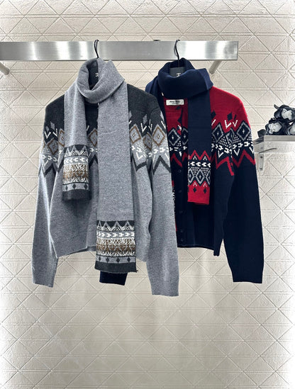 Mi 25 Scarf + Crochet Cardigan Two-Piece Set